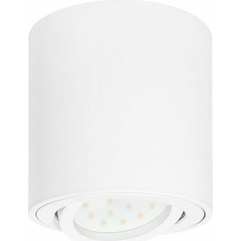 VURAHOME -Plafonnier LED en saillie Spots de plafond orientable 230V Comprend un LED 5W GU10 interchangeable 3000K Blanc chaud Ø80x84mm Downlight LED Blanc mat Rond [Classe énergétique A+] (1/5)
