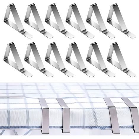Pince Nappe - Acier Inoxydable - Pour Table Extérieure Jardin Terrasse - 12 Pièces (1/5)