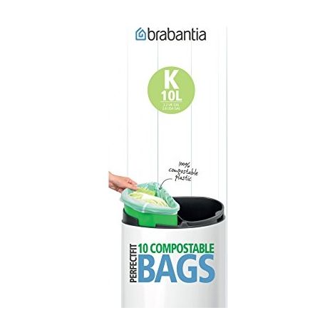 Brabantia PerfectFit Sacchetti Compostabili Tipo K 10 Litri 10 Pezzi (1/3)