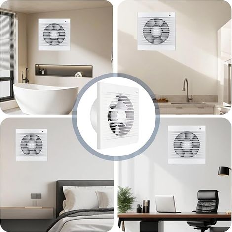 100 mm VMC Bathroom Silent Air Extractor 35 dB, 142 m³/h, 15 W, with Non-Return Valve, Wall and Ceiling Fan for Bathroom, Toilet, Kitchen, Office, White (1/5)