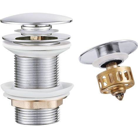 Contenedor de lavabo abatible, a prueba de inundaciones, con tapón de desagüe y cesta coladora, sifón universal para baño (juego completo de desagüe y tapón). (1/4)