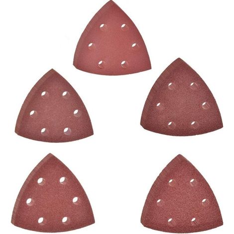 30 Feuilles Abrasives Triangulaires avec 6 Trous, Papier de Ponçage Abrasifs Grain 60/80/100/120/240 pour Ponceuse