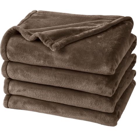 Couverture de canapé moelleuse et douce (1 pièce) - Couverture de canapé douce, chaude et légère pour canapé/lit/fauteuil, couverture en flanelle polaire, 45 x 65 cm, couleur café (1/5)