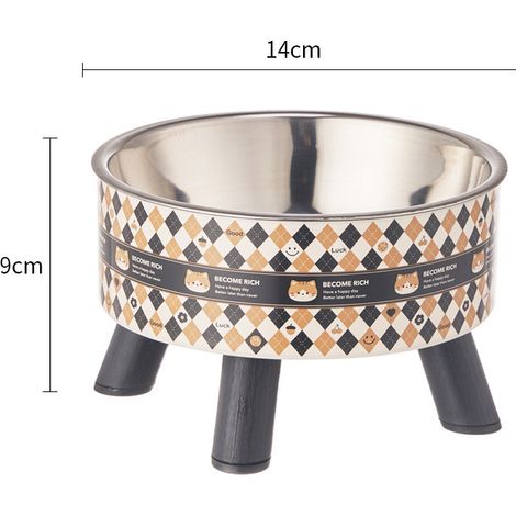 Gamelle haute pour animaux de compagnie, revêtement intérieur en acier inoxydable, bol antidérapant, convient aux chats et aux chiens