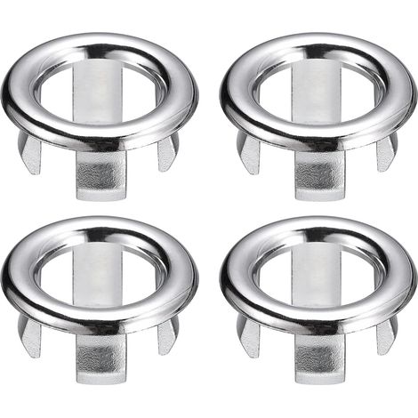 4pcs Anneau trop-plein, ABS argenté 25mm, installation sans outil pour évier cuisine salle de bain (1/5)