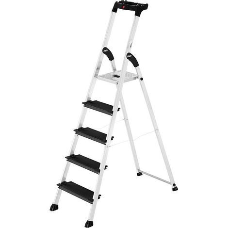 Escalera de tijera profesional de aluminio HAILO XXL Blackline de 6 peldaños con bandeja para herramientas HAILO (1/5)