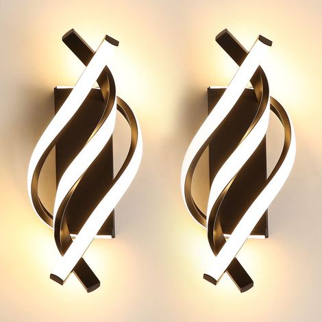 Set mit 2 LED-Wandleuchten, LED-Nachttischlampen aus Aluminium, warmweißes Licht 3000 K (schwarz) (1/5)