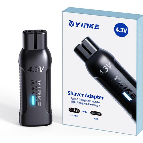 4.3V Type-C Chargeur de Rasoir Adaptateur de Charge pour Rasoir Électrique QP2510/QP2515/QP2520/QP2620 avec Indicateur de Charge, A00390(1 PC) (1/5)