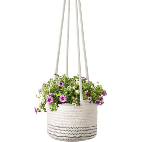 Panier à plantes tressé Yosoo, corde en coton, support suspendu pour pot de fleurs (1/5)