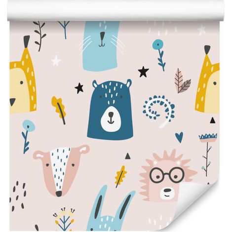 Carta da parati con animali del bosco per soggiorno e camera da letto, 50x1000 cm (1/5)