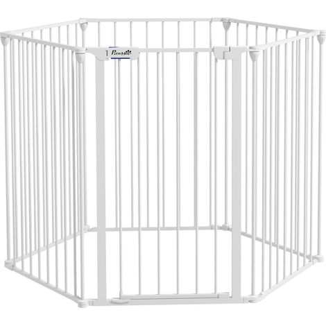 Parc pour chiots, conception modulaire, pliable, structure en acier, pour usage intérieur, blanc, 90 x 123 x 102 cm