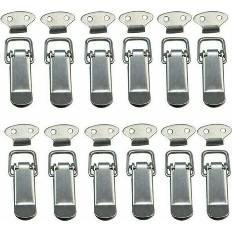 12 Pieces Hood Catch, Lever Latch, Spring Latch, Toggle Latch Spring Clasp with Hook Stainless Steel Spring Latch for Cabinet, Box, Drawer, Cupboard (1/5)
