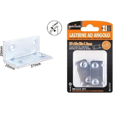 Vtizikl Set 4 Pz Lastrine Lastrina Ad Angolo Angolare 37x20x20x1.2 Mm Viti Mobili 57127 - (1/2)
