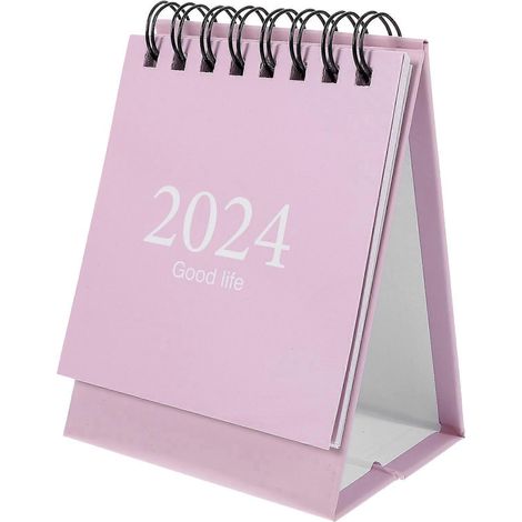 Mini calendrier 2024 de table, petit calendrier anglais, ornement décoratif pour bureau-10.5X7.5X6CM-Pink (1/3)