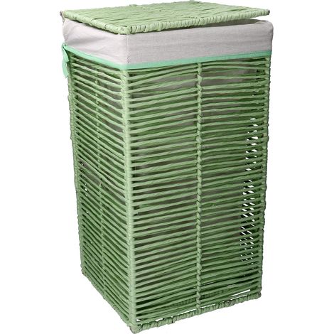 Cesto Portabiancheria paper hilary verde chiaro quadro pieghevole cm 31x31xh60