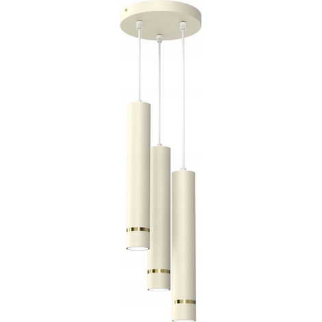 Gratis. Lámpara colgante de tubo 3x Gu10, suspendida sobre una rueda, carámbano dorado beige (1/5)