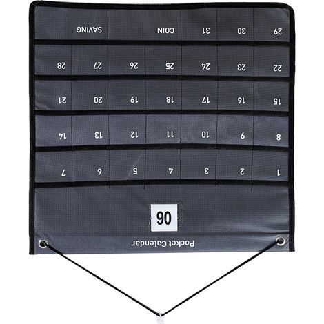Calendrier mural de poche en tissu non tissé avec pochette de rangement pour chambre, salon ou bureau, 44 x 42 cm, gris (1/5)