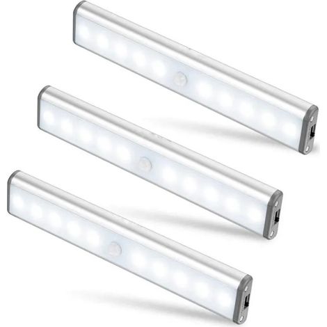 Lot de 3 lampes LED sans fil rechargeables par USB aimantes dtecteur de mouvement portable YYV (1/4)