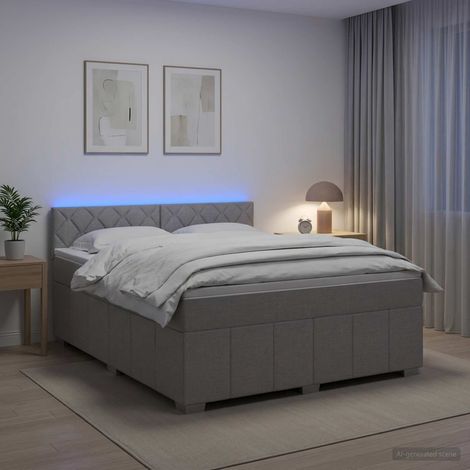 Cama box spring con colchón Gris Claro 180 x 200 cm Tela (1/5)
