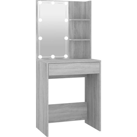 Tocador con LED 60 x 40 x 140 cm gris 020006283