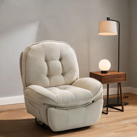 Fauteuil relax coloris cream blanc en polyester 95 x 94 x 104 cm (1/5)