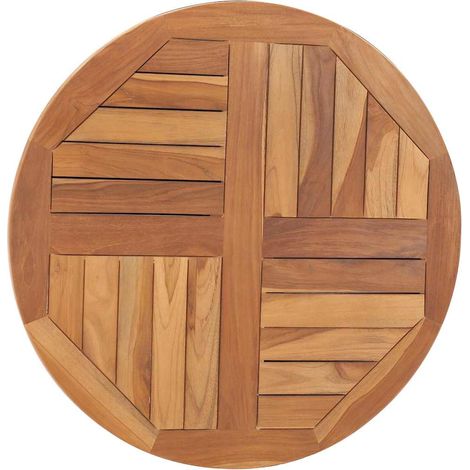 Plateau de table Design Moderne, Dessus de table de salle à manger, Bois de teck solide Rond 2,5 cm 70 cm OIB8105E (1/5)