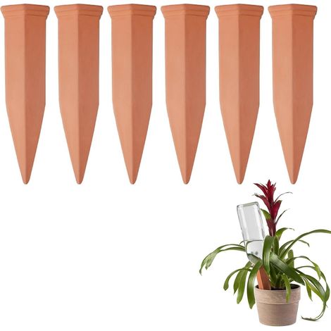 Lot de 6 cônes d'arrosage en argile de 100 ml, distributeur d'eau automatique pour plantes, boules d'arrosage pour les fêtes, système d'arrosage autonome pour plantes d'intérieur, balcons et jardins