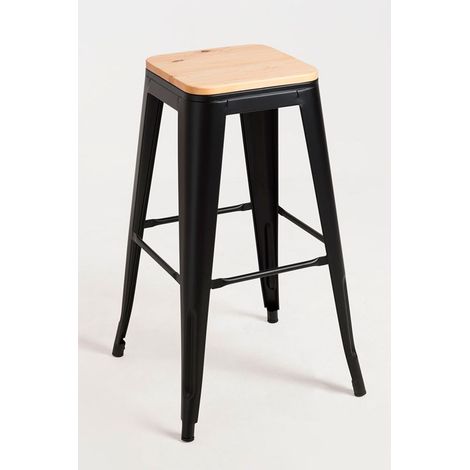 Packs Taburetes Altos - Pack 2 Taburetes Torix Altos Madera Natural - Negro mate (1/5)