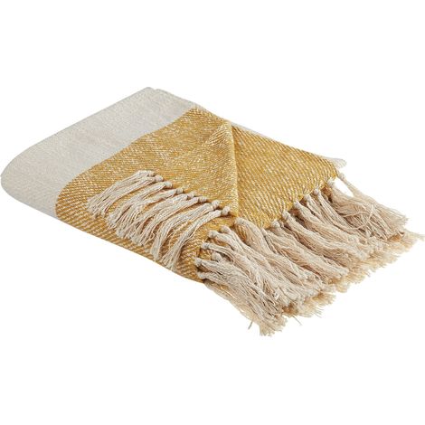 Blanket SALME Fabric 130 x 170 cm Beige (1/5)