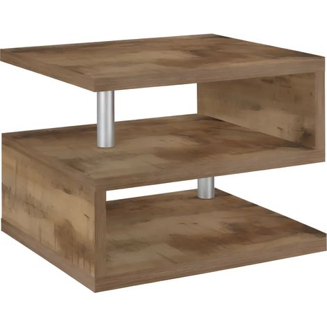 Tavolino da Caffè 55 cm in Legno Acero 2 Ripiani da Soggiorno Moderno