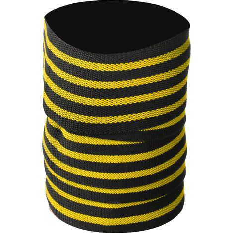 Genouillère Élastique - Nylon Réglable - Support Sportif Football Basketball - Noir Jaune 4 Bandes - Lot De 1 (1/5)