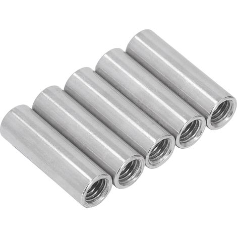 Lot de 5 écrous de raccordement cylindriques ronds M12 en inox 304 à taraudage femelle pour assemblage (1/5)
