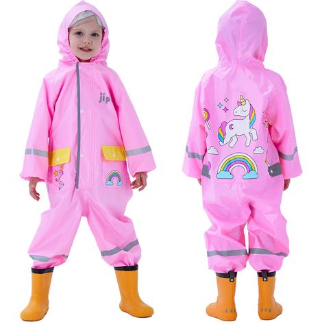 1 Combinaison imperméable, capuche amovible, bandes réfléchissantes, imprimé animal, enfants 90-110 cm (1/5)