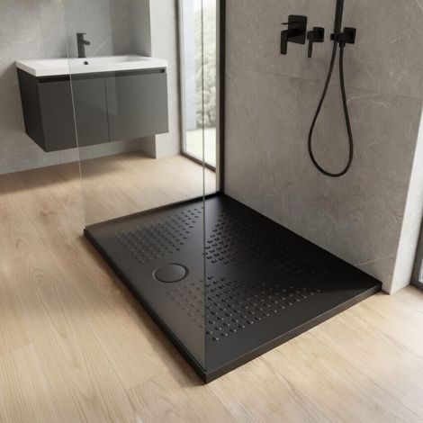 Piatto Doccia In Ceramica Nero Opaco Sottile 3Cm 100X80  Delfino