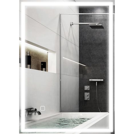 LED-Badezimmerspiegel mit Touch-Schalter, weiß – Integrierte Beleuchtung