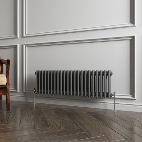 Traditional 2 Column Anthracite Grey Radiator (300mm H × 1010mm W) – 2304 BTU / 675W – Cast Iron Style (1/5)