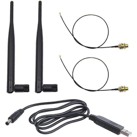 antennes WiFi double bande RP-SMA 6 dBi 2,4 GHz/5 GHz et 1 convertisseur USB CC 5 V vers CC 12 V (connecteur 2,1 mm x 5,5 mm) QAQ (1/5)