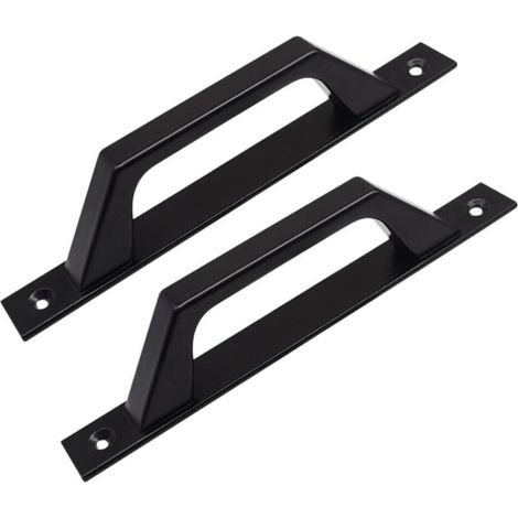 Set aus zwei eleganten Türgriffen aus Aluminium für Terrassentüren und Gartentore, schwarz (1/5)