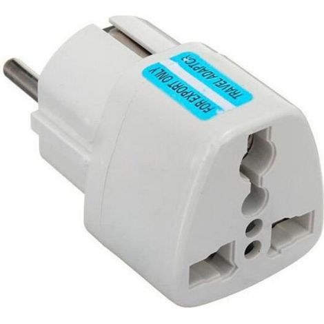 Adaptateur Prise UK US vers FR EU - 240 V 16 A - Prise Terre Anglaise - Fiche Schuko - Blanc - 1 Pièce (1/3)