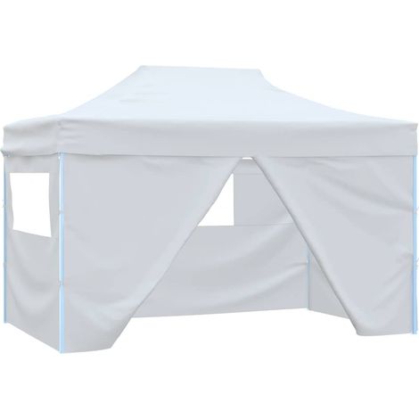 Professional Folding Party Tent with 4 Sidewalls 280x410x315 cm Steel White vidaXL