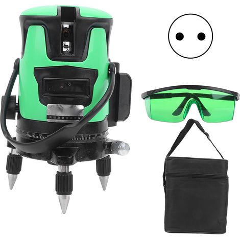 Niveau laser vert 360° 5 lignes auto-nivelant, outil de chantier AC100-240V avec prise UE (1/5)