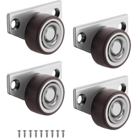 Lot de 4 roulettes pivotantes en caoutchouc pour meubles - Petites roulettes pivotantes universelles silencieuses - Roues en nylon avec corps en tôle d'acier épais - Roulettes universelles - Petites (1/4)