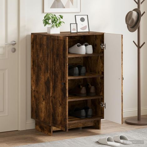 vidaXL Shoe Cabinet EDE 59.5 x 39.5 x 90 cm Engineered Wood Smoked Oak (1/5)
