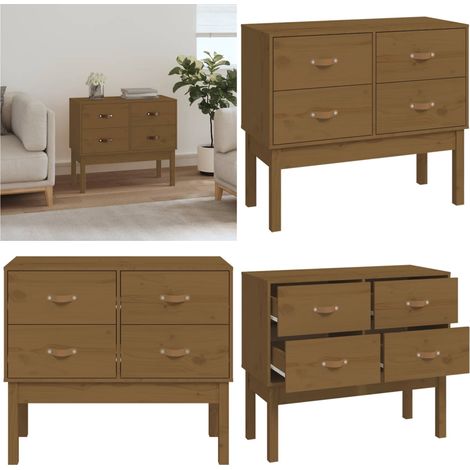 Armoire console Marron miel 90x40x78 cm Bois de pin solide - Meuble De Rangement - Buffet - Commode - Armoire Console - Meuble Entrée - Home & Living (1/5)