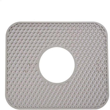 Tapis de protection pour évier de cuisine, tapis d'évier en silicone résistant à la chaleur, accessoire en maille (taille : trou central) (1/5)
