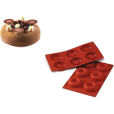 Stampo silicone 6 savarin ciambelline Silikomart SF012 multiporzione