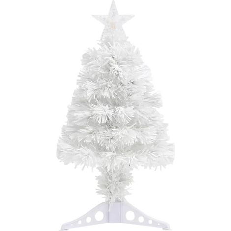 Sapin de Noël artificiel blanc pré-illuminé, 64 cm, fibre optique (1/5)