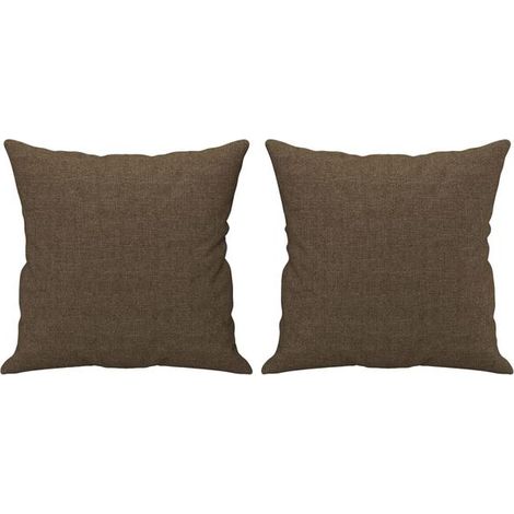 Coussins décoratifs, lot de 2, marron, 40x40 cm, tissu. (1/5)