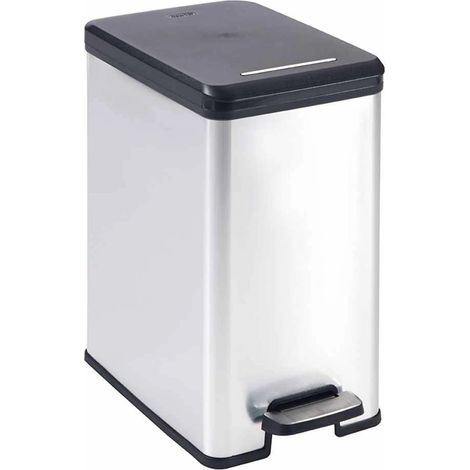 Curver – Poubelle à pédale 25 L – Finition métallique – Antirouille – Design compact pour petits espaces – Couvercle étanche aux odeurs (1/5)
