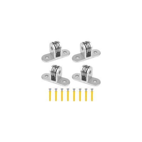4 Pièces Poulies de Levage Mouflage pour Cable, 60mm Section Verticale Poulie Simple, Roulette Rail Portail Coulissan Acier Inox, Bloc de Poulie avec 8 Vis, pour Corde à Linge, Cordes